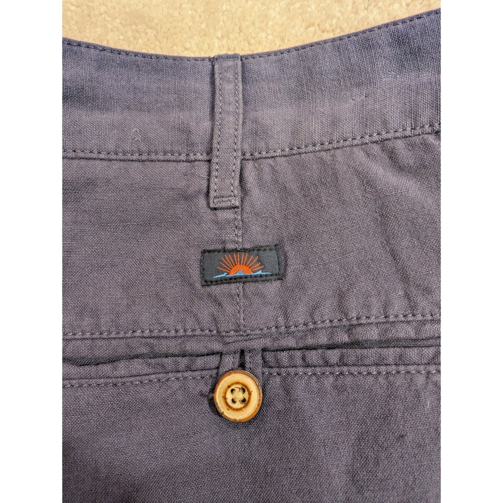 Faherty Brand Mens Navy Blue Linen Cotton Blend Shorts Size 30 Flat Front Chino - Picture 10 of 10